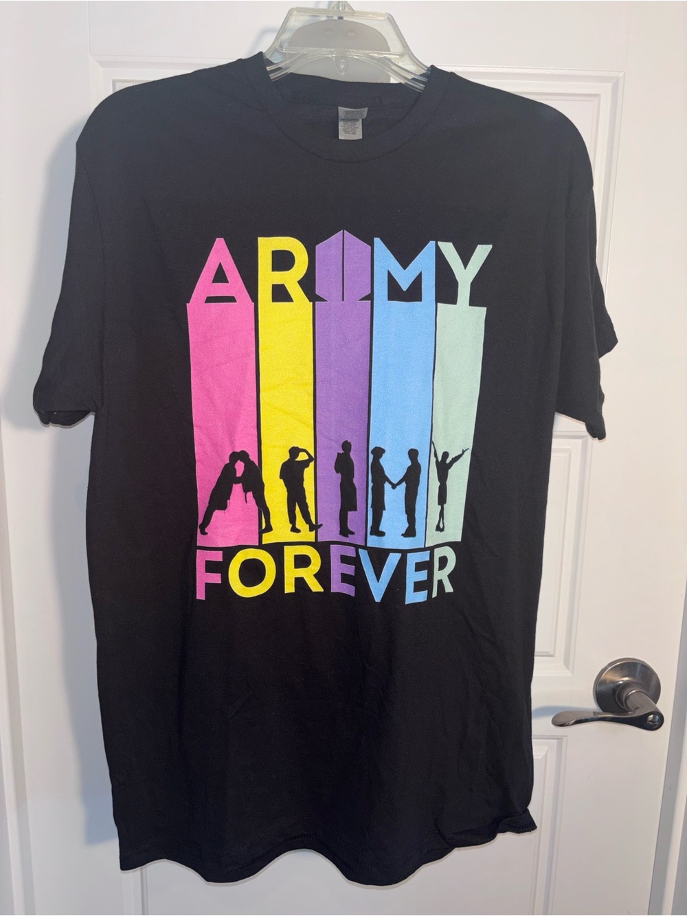 Gildan Black Army Forever Graphic Print Short Sleeve Crew Neck T-Shirt M
